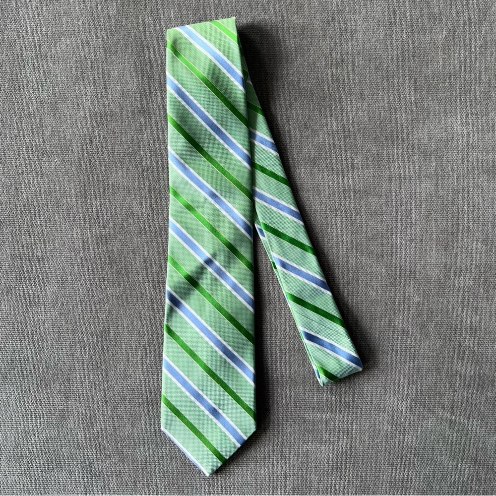 Brooks Brothers Silk Tie Green‎ Blue Stripe Regular